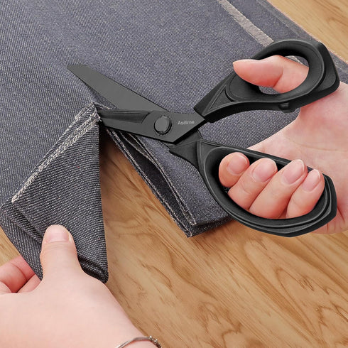 Black Titanium Fabric Scissors, Dressmaking Scissors with Heavy Duty Multi-Purpose Titanium Coated Blades and Comfortable Soft Grip Handles, Black...