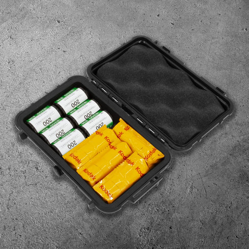 CASEMATIX Hard Shell 35mm Film Case for 35mm and 120 Film - 7" Waterproof & Lightproof Film Holder and Film Roll Container for up to 12 x 35mm Fil...