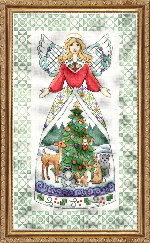 Tobin DW2809 Counted Cross Stitch Kit, 9 by 15-Inch, Winter Angel-Jim Shore ,Green, 14 Count...