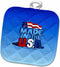 3D Rose Made in The USA On Blue Pot Holder, 8" x 8"...