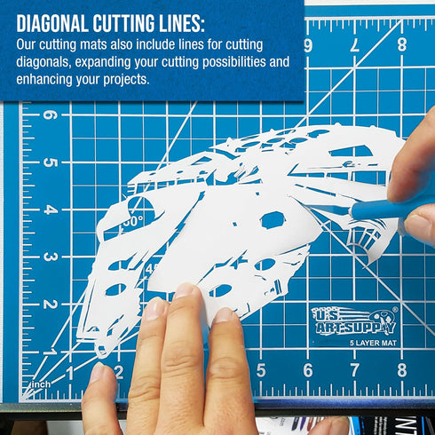 U.S. Art Supply 9" x 12" Self-Healing Cutting Mat 5-Ply - Double-Sided Pink/Blue Craft Mat, Non-Slip Cutting Mats for Crafts, Sewing, Quilting, Sc...