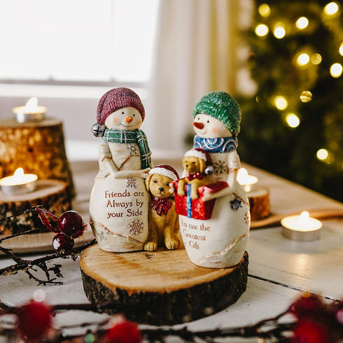 Pavilion Gift Company Pavilion-Friends are Always by Your Side-5 Inch Collectible BirchHearts Snowman Figurine, 5", White...