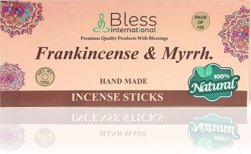 Bless-Frankincense-and-Myrrh 100%-Natural-Handmade-Hand-Dipped-Incense-Sticks Organic-Chemicals-Charcoal-Free Purification-Relaxation-Positivity-Y...