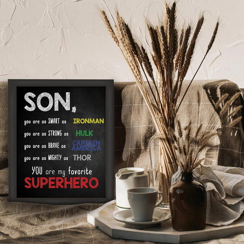 Posterizer 1 pcs-Son You Are My Favorite Superhero-Movie & Cinema Art-Typography Art-decor for Boys, Teens Bedroom- UNFRAMED Wall Art...