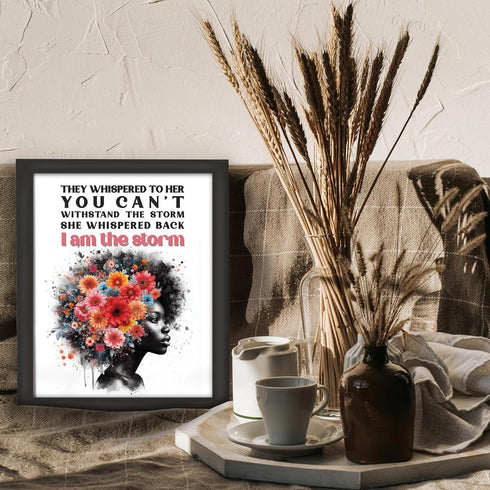 Posterizer 1 pcs-i am the storm-positive quote-Afro-American Art Collection-Inspirational Women's Art-Gifts for Women-Living Room Bedroom Decor- U...