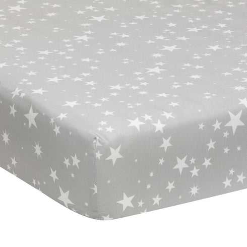 Lambs & Ivy Milky Way Gray/White Stars 100% Cotton Baby Fitted Crib Sheet...