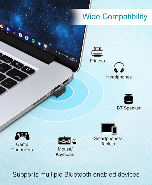 Kinivo USB Bluetooth Adapter for PC BTD500 (BT 5.0, Wireless Dongle Receiver for Windows 11/10/8.1/8, Raspberry Pi, Ubuntu) - Compatible with Lapt...