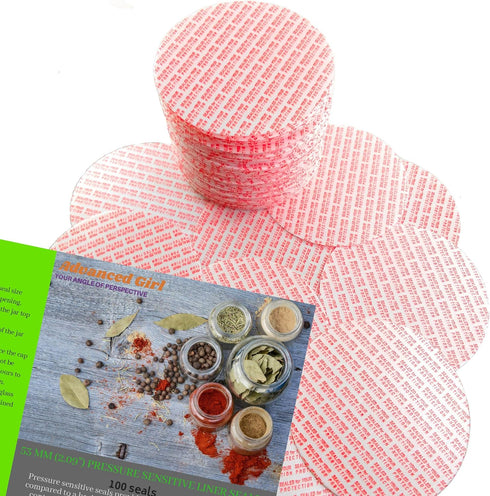 Pressure Sensitive Torque Activated Seals Cap Liners - 53 mm (2.09") -100 PCS -Made in USA- for Glass & Plastic Bottles & Containers - No Inductio...