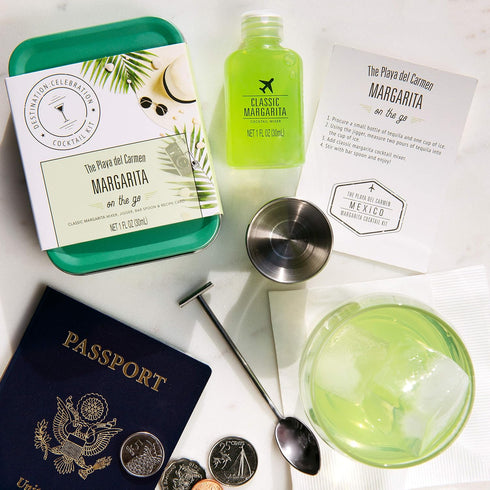 Thoughtfully Cocktails, Cocktail Kit Travel Tin Gift Set, Includes Classic Margarita Cocktail Mixer, Jigger, Bar Spoon and Recipe Card (Contains N...