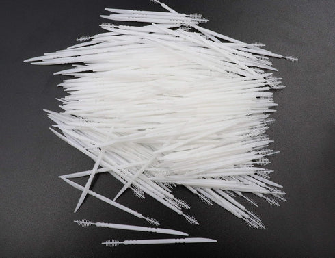 Plastic Toothpicks Home Teeth Cleaning Tool,Brush and Knife-shaped Double-ended Toothpicks,Interdental Toothpicks, 2 Way Toothpick,Plastic White (...