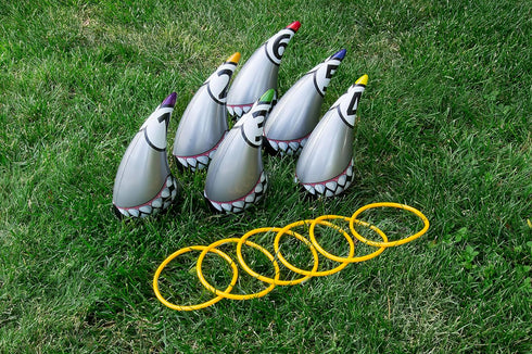Poolmaster Shark Zone Swimming Pool, Indoor and Outdoor Ring Toss Game, Sharks...