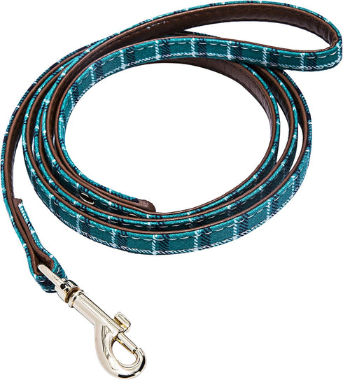 Puppy Leash for Small Dogs - StrawberryEC Cute Leather Peacock Green Plaid Leashes (Leash-Peacock Green)...
