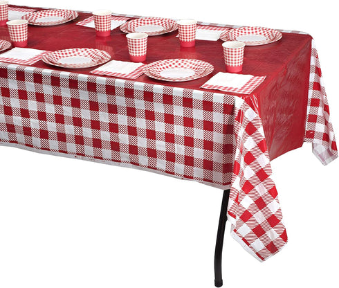 Hammont Picnic Cups – 9 oz Gingham BBQ Party Supplies - Birthday | Backyard | Picnic Decorations - Red & White Checkered Disposable Paper Cups (50...
