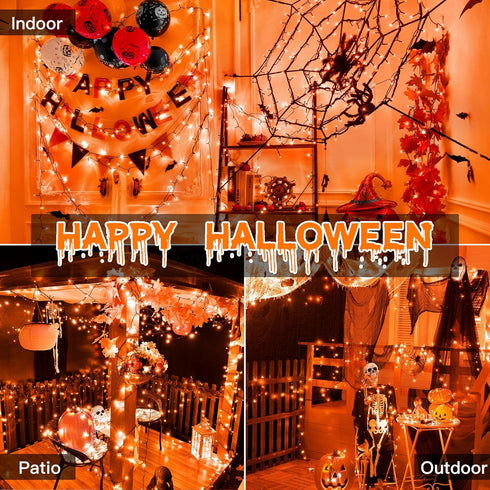 66 FT 200 LED Halloween Lights, Orange Outdoor String Lights with 8 Lighting Modes, Waterproof Fairy Lights for Christmas Outdoor Party Yard Garde...