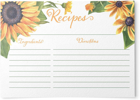 Sunflower Yellow Floral Recipe Cards from Dashleigh, 48 Cards, 4x6 inches, The Gift Collection, Water-Resistant and Double-Sided (Yellow Sunflower...