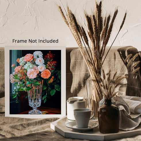 Posterizer 1 pcs-lush arrangement of roses and wild flowers 2-Floral & Botanical Art Gift for Art Lovers Decor for Home & Office- unframed wall ar...