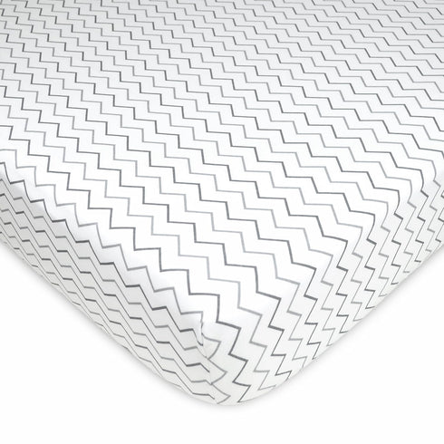 American Baby Company 100% Natural Cotton Fitted Crib Sheet 52" x 28" - Soft, Breathable, Hypoallergenic & Gentle Toddler Bed Sheet, Gray Zigzag, ...