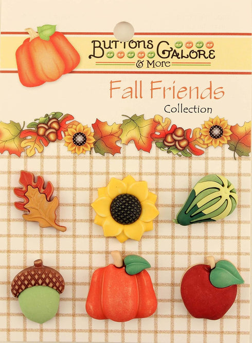 Buttons Galore Fall Friends 3D Buttons-Set of 6 Cards...