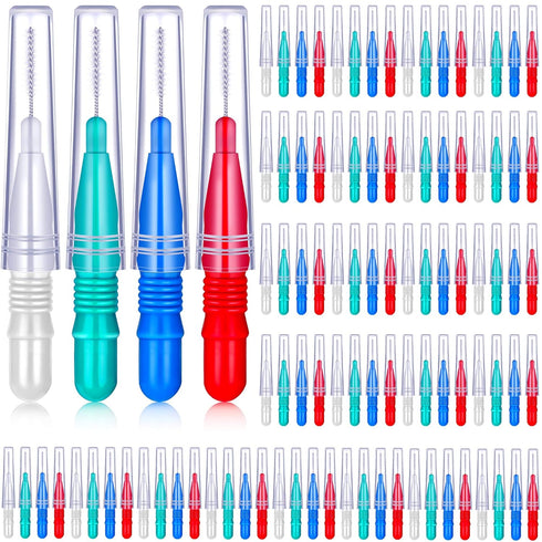 BBTO 100 Pcs Braces Dental Brush Flosser for Cleaner Interdental Brush Toothpick Dental Tooth Flossing Head Oral Dental Toothpick Cleaners Cleanin...