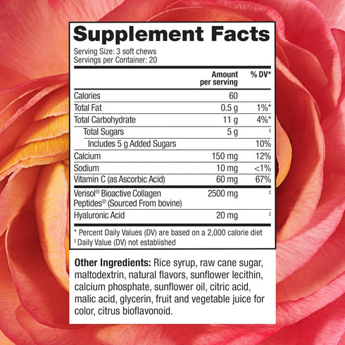 Reserveage Beauty, Collagen Replenish Chews, Supplement for Skin Care and Hair Growth, Supports Collagen and Elastin, Nail Care Supplement, 60 Sof...