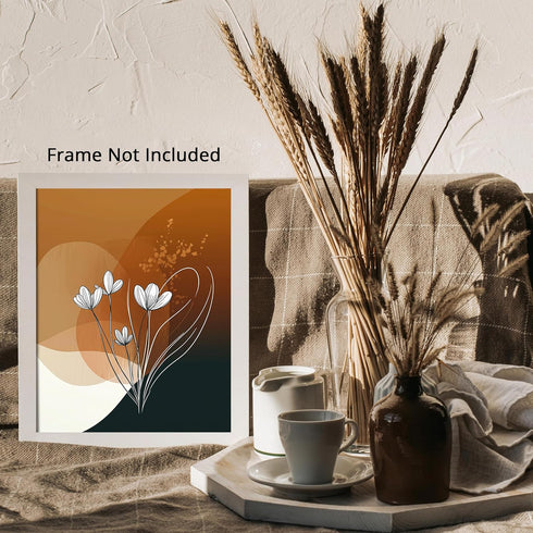 Posterizer 1 pcs-minimalist floral line drawing-beige chic poster 2-Floral & Botanical Art-Abstract & Modern Art-Decor for Home & Office- unframed...