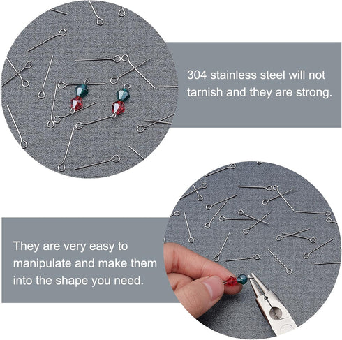 NBEADS 2000 Pcs 1.57 Inch in Length 304 Stainless Steel Eye Pins Open Eye Pins Headpins Jewelry Making Findings...
