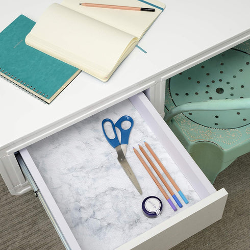 Con-Tact Brand Grip Prints Shelf Liner, Durable and Non-Adhesive Liners, Non-Slip Drawer and Cabinet Liner, 18" x 4', Carrara Marble, Pack of 1 Ro...