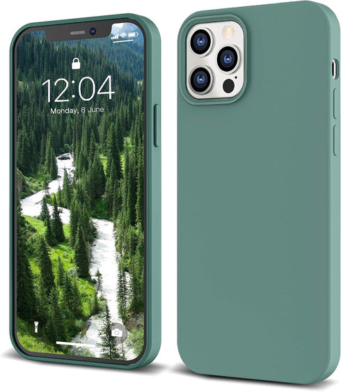 IceSword iPhone 12 Pro Max Case Pine Green, Thin Liquid Silicone Shockproof Phone Case Cover, Pine Tree Green, Gel Rubber Drop Protective 6.7" [So...