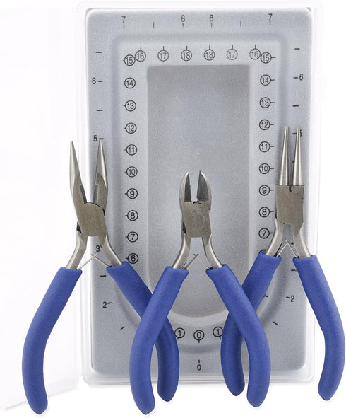 Beadalon Travel Kit, Chain, Round Nose Pliers, Cutter and Mini Bead Board, with Plastic Case Tools...