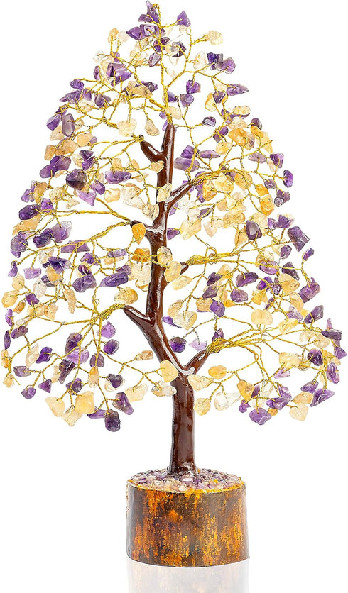 Amethyst & Citrine Crystal Tree of Life - Chakra Tree of Life, Handmade Gemstone Tree, Feng Shui Tree, Crystal Decoration, Money Tree, Spiritual G...