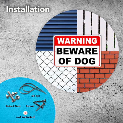Beware of Dog Sign - 8 x 12 Aluminum Dog on Premises Sign - Dog Warning Signs for Property - Beware of Dog Signs for Fence - Be Aware of The Dog S...