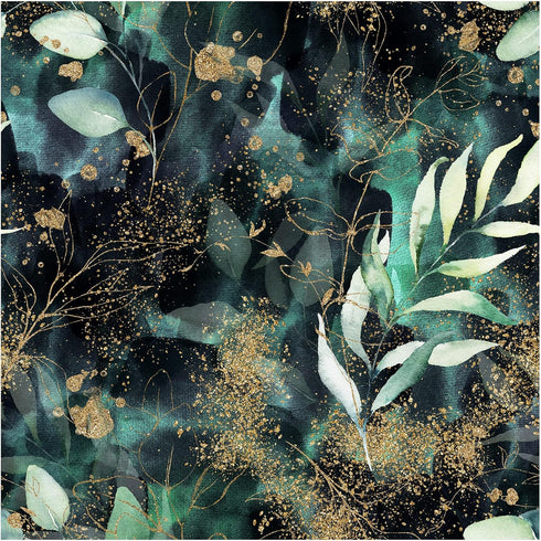 HAOKHOME 93208 Boho Peel and Stick Wallpaper Leaves Branch Removable Black/Green/Matte Gold Vinyl Self Adhesive Mural for Bedroom 17.7in x 6.5ft...