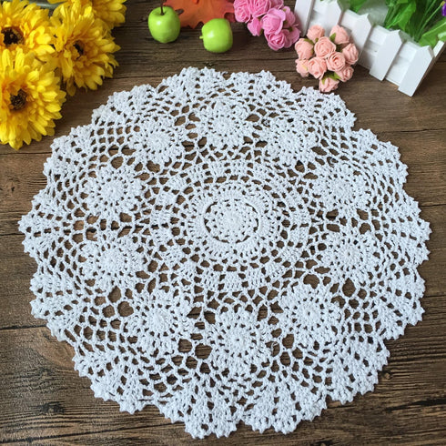 Laivigo New Handmade Crochet Lace Round Table Cloth Doilies Doily,16 Inch,White...