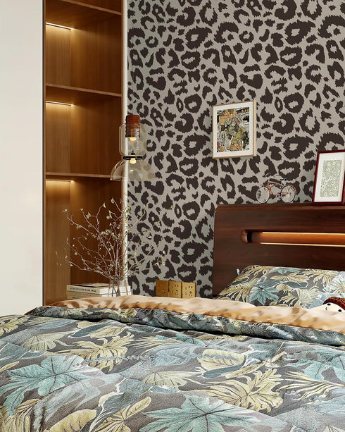 16.1"X118" Leopard Peel and Stick wallpaper Leopard Print Contact Paper Dark Brown and Khaki Wallpaper Self Adhesive wallpaper Thickened Removable...