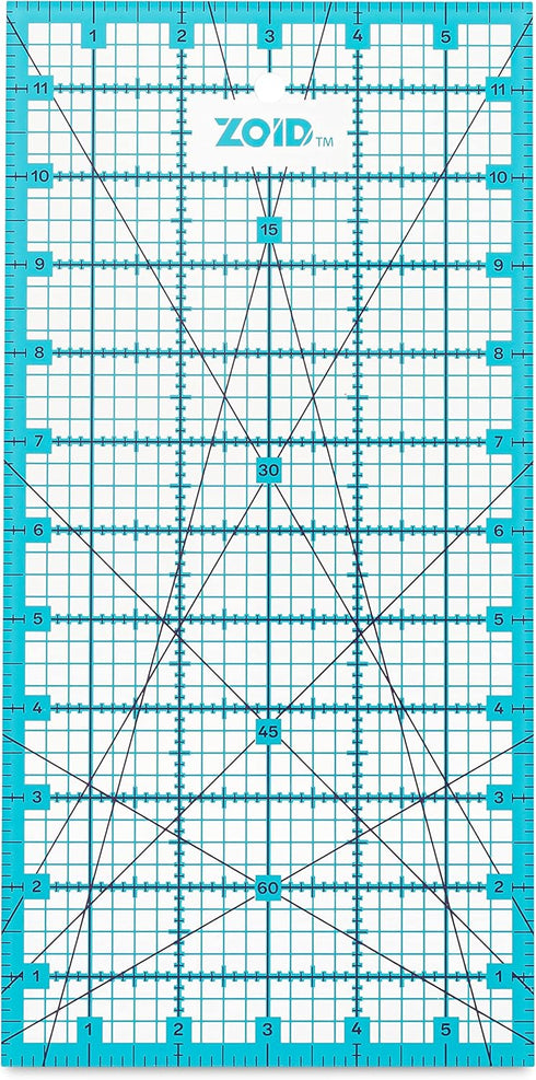 Zoid 6-1/2" X 12" Acrylic Ruler, Reversible Ruler for Measuring, Quilting Ruler, Slip-Resistant Ruler, Clear...
