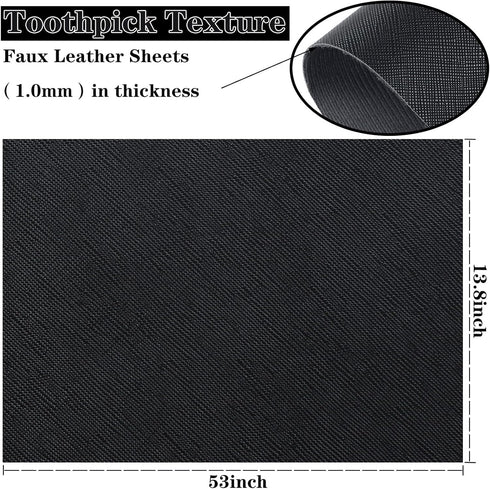 CDY Toothpick Texture Faux Leather Roll: Solid Color Faux Leather Sheets 13.8"X53" PU Fabric Leather Perfect for Crafts Handbags Wallets Jewelry E...