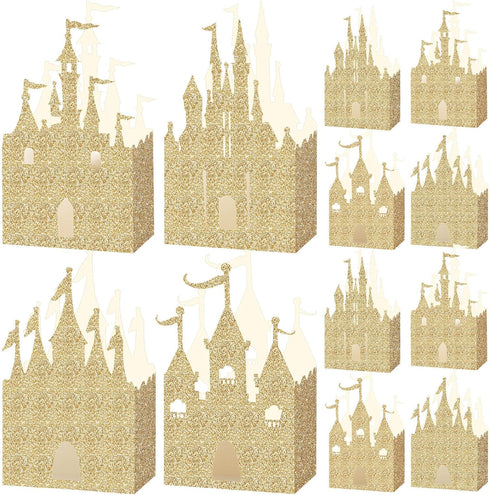 Geiserailie 20 Pieces Castle Box Princess Candy Box Glitter Castle Favor Treat Gift Princess Party Decorations Baby Shower Wedding Supplies(Gold)...