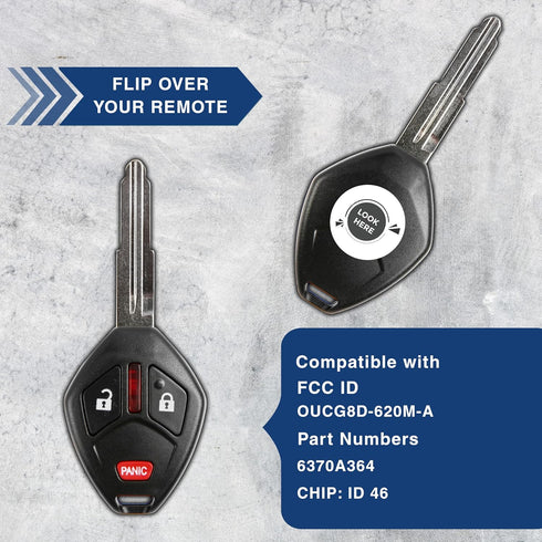 KeylessOption Key Fob Replacement for 2007 2008 2009 2010 2011 2012 2013 2014 2015 2016 2017 Mitsubishi Endeavor Remote, 3-Button OUCG8D-620M-A, L...