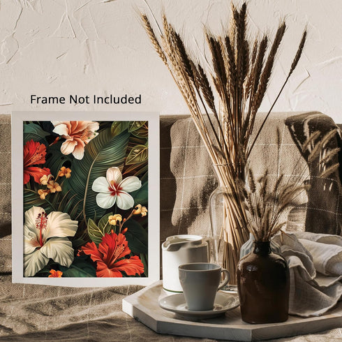 Posterizer 1 pcs-dainty unique white and orange flowers-Floral & Botanical Art-Abstract & Modern Art-Decor for Home & Office- UNFRAMED Wall Art...