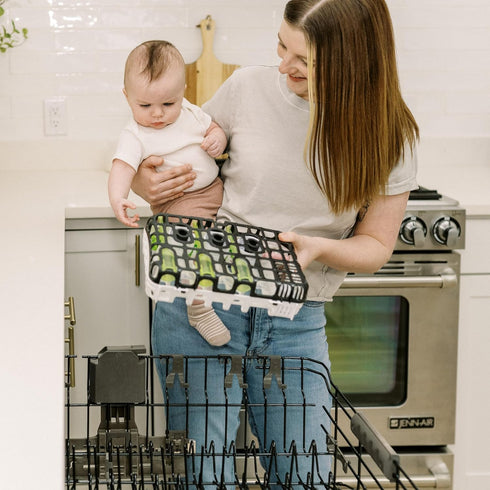 Dr. Brown's Dishwasher Basket for Small Baby Bottle Parts, Pacifiers, and Accessories, Clean, Store and Organize Newborn Essentials, BPA free, Bla...