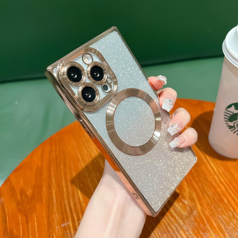 for Square iPhone 13 Pro Case Glitter Magnetic Compatible with MagSafe Full Camera Lens Protection Luxury Plating Cute Bling Clear Shockproof Slim...