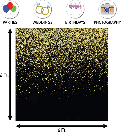 Black and Gold Photo Booth Backdrop - Perfect Party Decoration for Graduation, Birthday, Christmas, New Years Eve, Bachelorette, Weddings, Prom | ...