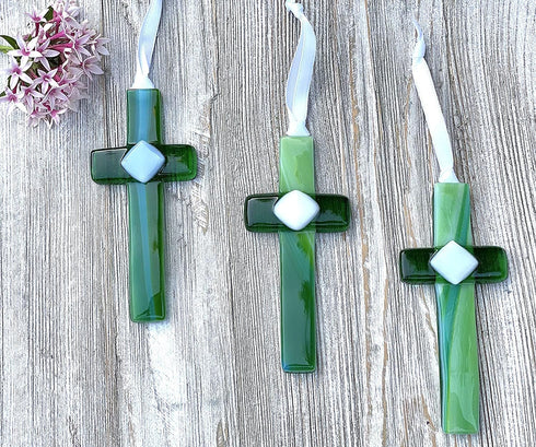 Handmade in USA Glass Cross with Sentiment for Godmother from Goddaughter/Godson/Godchild- Godmother Gift for Christmas/Baptism/Mothers Day/Confir...