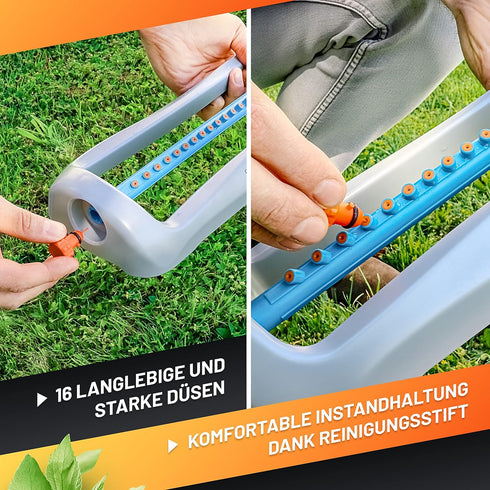 GRÜNTEK Oscillation Sprinkler PRIMAVERA up to 3617 ft² Irrigation Area, Blasting Width Up to 69x49ft., Oscillating Sprinkler for Lawn, Plants, Gar...