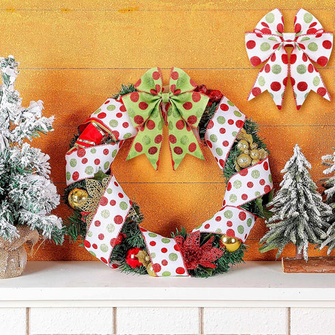 Yinder 2 Rolls 20 Yards Christmas Ribbon Red and Green Glitter Ribbon 2.5 Inch Christmas Tree Decorative DIY Ribbon for Wreaths Present Box Wrappi...