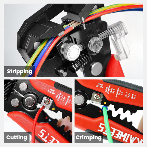 KAIWEETS Self Adjusting Wire Stripper - 3 in 1 Heavy Duty Automatic Wire Stripping Tool | 10-24 AWG Wire Cutter for Electrical Cable Cutting, Crim...