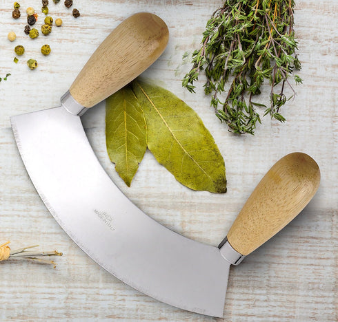 Fantes Mezzaluna Rocking Chopper, Stainless Steel Blade with Beechwood Handles, 9.5-Inch Blade, The Italian Market Original since 1906...