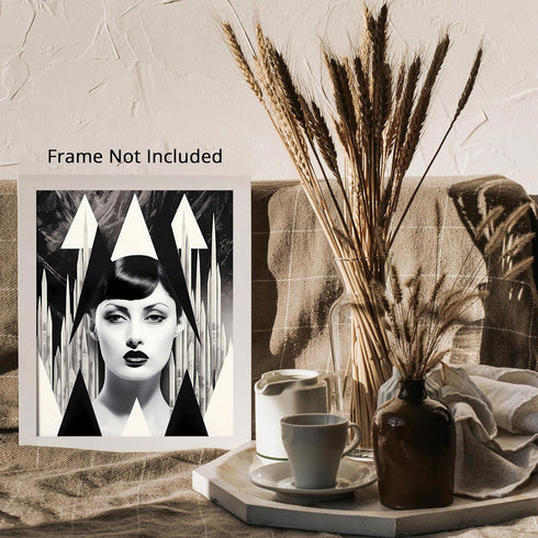 Posterizer 1 pcs-black and white collage with goth vintage woman-Retro Art-Abstract & Modern Art-Gift for Art Lovers- UNFRAMED Wall Art...