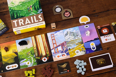 Trails, a Family and Strategy Board Game About Hiking and Outdoors by Keymaster, 2-4 Players...