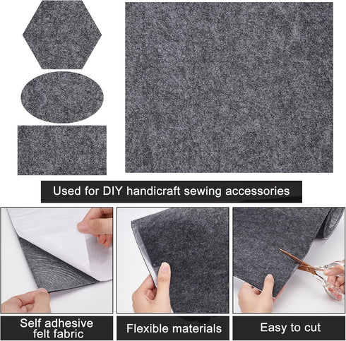 BENECREAT 11.8x78.7inch Gray Self Adhesive Felt Fabric, Drawer Liner for DIY Crafts Sewing Accessories and Jewelry Drawer Box Fabric Peel Stick, 3...